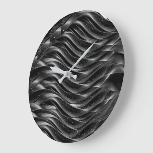 Modern Black Abstract Wave Wall Clock | Minimalist Große Wanduhr (Winkel)