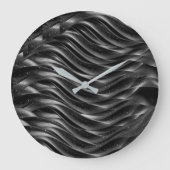 Modern Black Abstract Wave Wall Clock | Minimalist Große Wanduhr (Vorderseite)