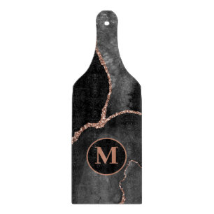Modern Black Agathe Marmormonogramm Schneidebrett