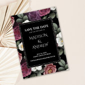 Modern Black and Burgund Peonys Save the Date