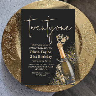 Modern Black and Gold 21. Geburtstagskampagne Einladung