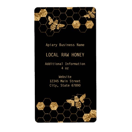 Modern Black and Gold Apiary Honig Jar Label (Vorne)