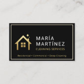 Modern Black and Gold Cleaning Company Visitenkarte (Vorderseite)