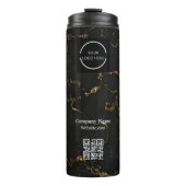 Modern Black and Gold Company Logo & QR Code Thermosbecher (Vorderseite)