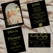 Modern Black and Gold Elegant Wedding Invitation Dankeskarte