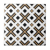 Modern Black and Gold Geometric Plaid Fliese (Vorderseite)