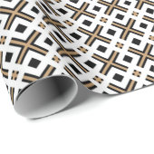 Modern Black and Gold Geometric Plaid Geschenkpapier (Rolleneckpunkt)