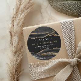Modern Black and gold Graduation favor thank you Runder Aufkleber