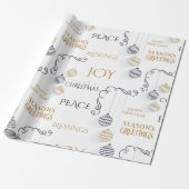 Modern Black and Gold Holiday Messages Geschenkpapier (Ungerollt)
