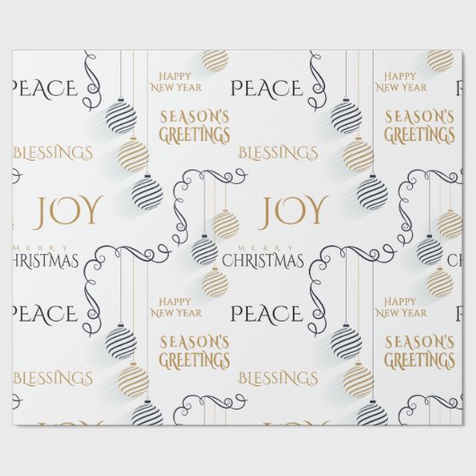 Modern Black and Gold Holiday Messages Geschenkpapier (Saum)