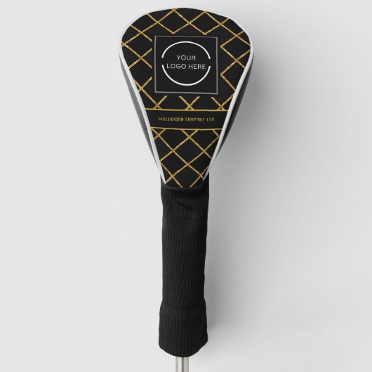Modern Black and Gold Pattern Company Logo Golf Headcover (Vorderseite)