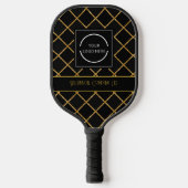 Modern Black and Gold Pattern Company Logo Pickleball Schläger (Vorderseite)