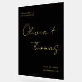 Modern Black and Gold Script Wedding Welcome Sign Acrylschild (Winkel)