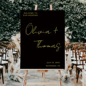 Modern Black and Gold Script Wedding Welcome Sign Acrylschild