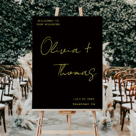 Modern Black and Gold Script Wedding Welcome Sign Acrylschild