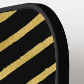 Modern Black and Gold Striped Monogram Name Pickleball Schläger (Linke Seite)