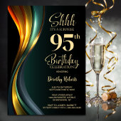 Modern Black and Gold Surprise 95th Birthday Party Einladung