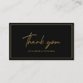 Modern Black and Gold Wedding Dankeschön Card Begleitkarte (Vorderseite)