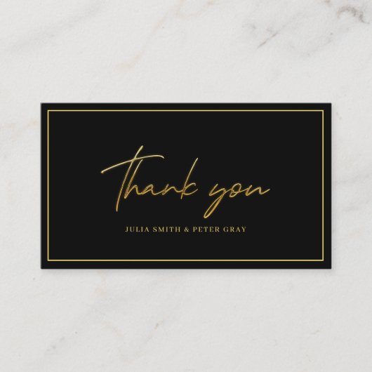 Modern Black and Gold Wedding Dankeschön Card Begleitkarte (Vorderseite)