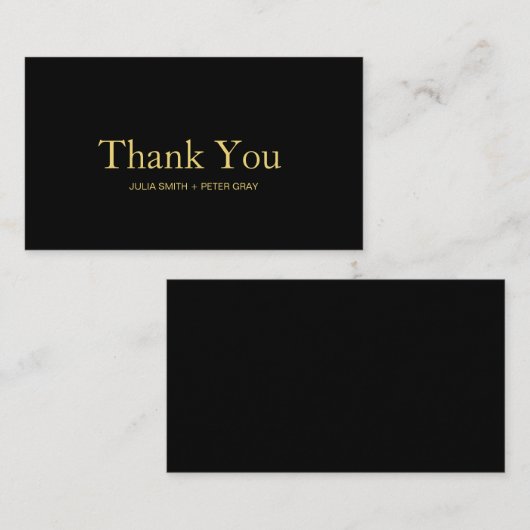 Modern Black and Gold Wedding Dankeschön Card Begleitkarte (Vorne/Hinten)