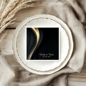 Modern Black and Gold Wedding Napkins Serviette
