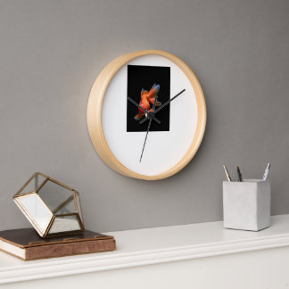Modern black and goldfish designer wooden wall clo uhr