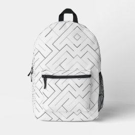 Modern Black and Grey Geometric Line Backpack  Bedruckter Rucksack