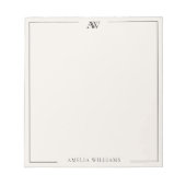 Modern Black and Ivory Minimalist Elegant Monogram Notizblock (Vorderseite)