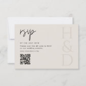 Modern Black and Ivory Monogram Minimalist Wedding RSVP Karte (Vorderseite)
