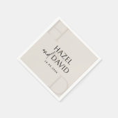 Modern Black and Ivory Monogram Minimalist Wedding Serviette (Ecke)