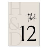 Modern Black and Ivory Monogram Minimalist Wedding Tischnummer (Vorderseite)