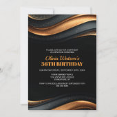 Modern Black and Orange Any Age Birthday Party Einladung (Vorderseite)