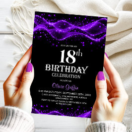 Modern Black and Purple 18th Birthday Party Einladung