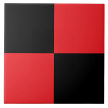 Modern Black and Red Checkered Ceramic Tile