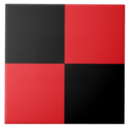 Modern Black and Red Checkered Ceramic Tile Fliese