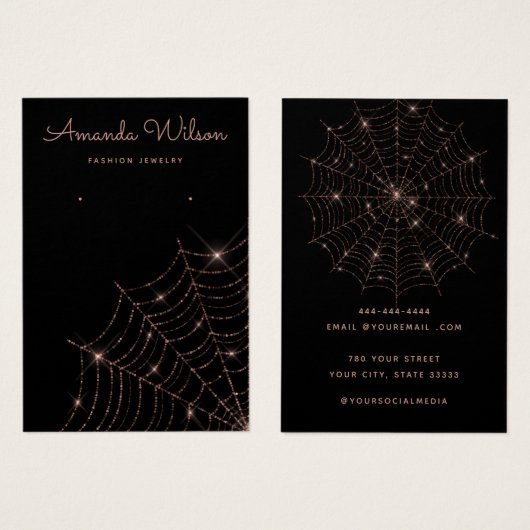 Modern Black and Rose Gold Ohrring Display Card (Vorne & Hinten)