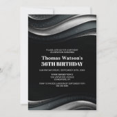 Modern Black and Silver Any Age Birthday Party Einladung (Vorderseite)