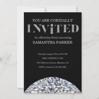 Modern Black And Silver Elegant Birthday Einladung