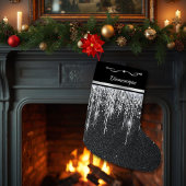 Modern Black and Silver Elegant Script Name Kleiner Weihnachtsstrumpf