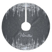 Modern Black and Silver Sparkle Family Name Polyester Weihnachtsbaumdecke (Vorderseite)