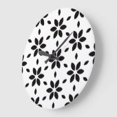 Modern Black and White Abstract Floral Große Wanduhr (Winkel)
