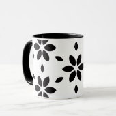 Modern Black and White Abstract Floral Tasse (Vorderseite Links)
