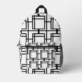 Modern Black and White Abstract Geometric Art Back Bedruckter Rucksack