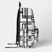 Modern Black and White Abstract Geometric Art Back Bedruckter Rucksack (Links)