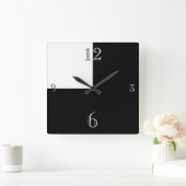 Modern Black and White abstract Large Clock Quadratische Wanduhr (Zuhause)
