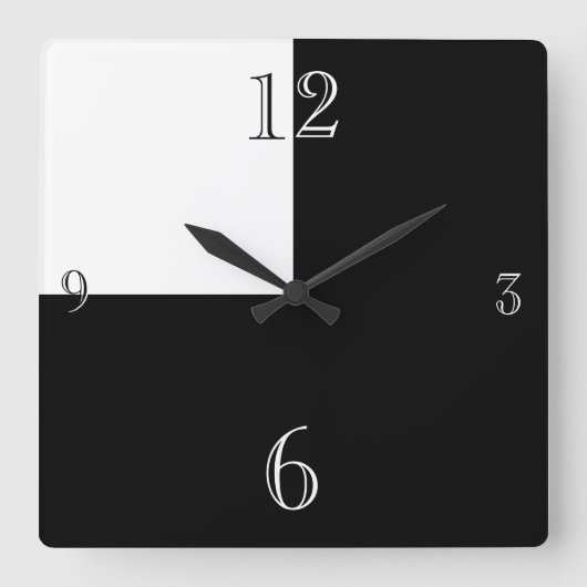 Modern Black and White abstract Large Clock Quadratische Wanduhr (Vorderseite)