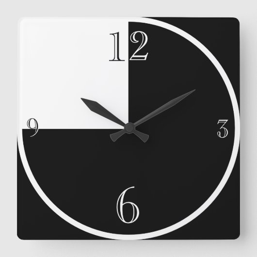Modern Black and White Abstract Large Clock Quadratische Wanduhr (Vorderseite)