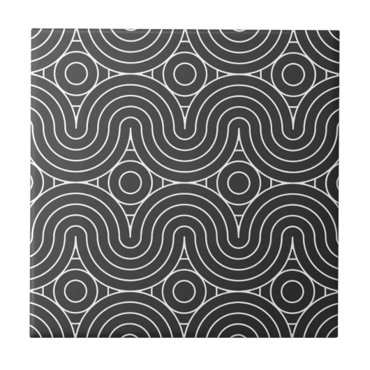Modern Black and White Abstract Pattern Design Fliese (Vorderseite)