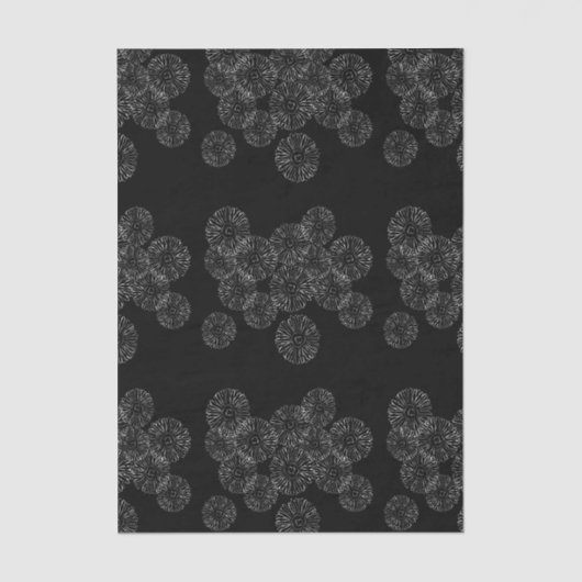 Modern Black and White Boho Chic Daisy Pattern Seidenpapier (Vorderseite)