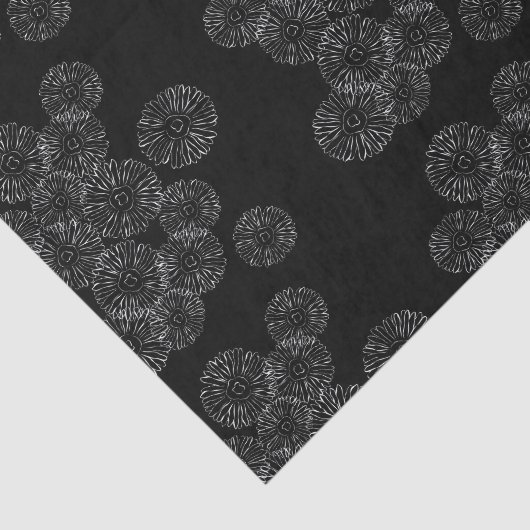 Modern Black and White Boho Chic Daisy Pattern Seidenpapier (Ausschnitt)